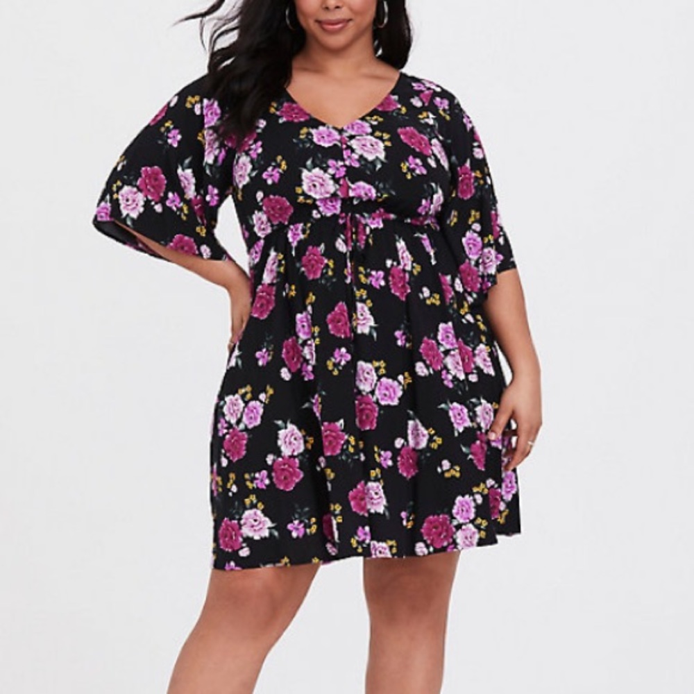 Torrid floral challis skater dress size 1
